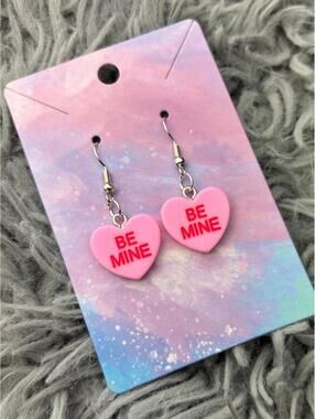 Pink Heart valentines sweethearts earrings